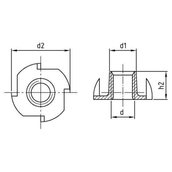 Dadi a Ragno a 4 Griffe per Legno - Inox 