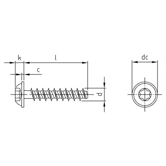 Viti per Plastica Testa Bombata Flangiata Torx 